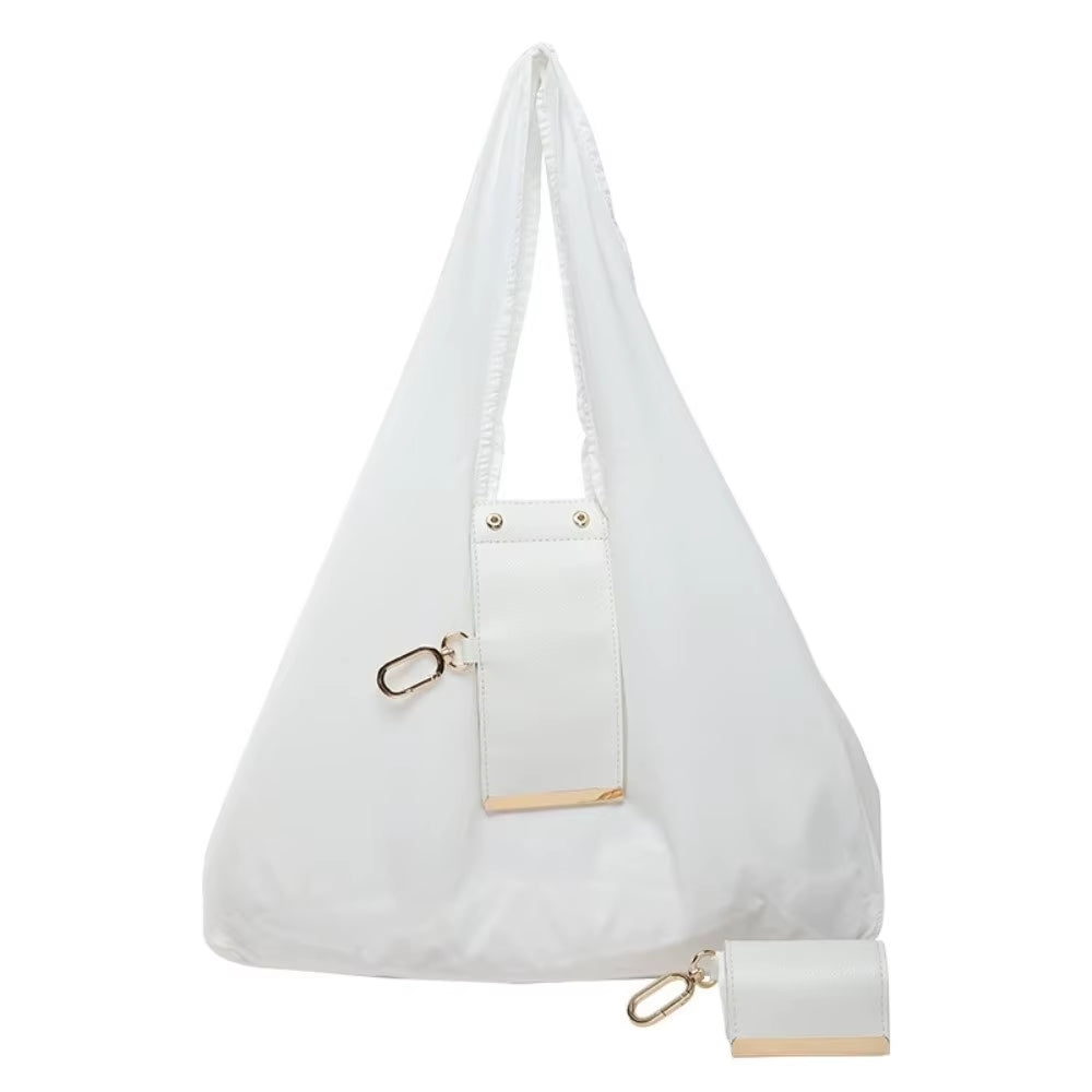 Reusable Mini Keychain Tote Bag Large Capacity Eco-Friendly Foldable Shopping Bag Key Ring Lightweight Expandable Reusable Bag