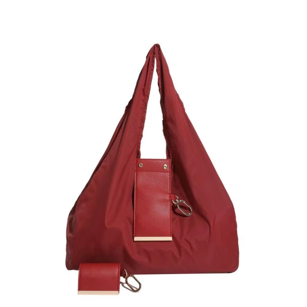 Reusable Mini Keychain Tote Bag Large Capacity Eco-Friendly Foldable Shopping Bag Key Ring Lightweight Expandable Reusable Bag