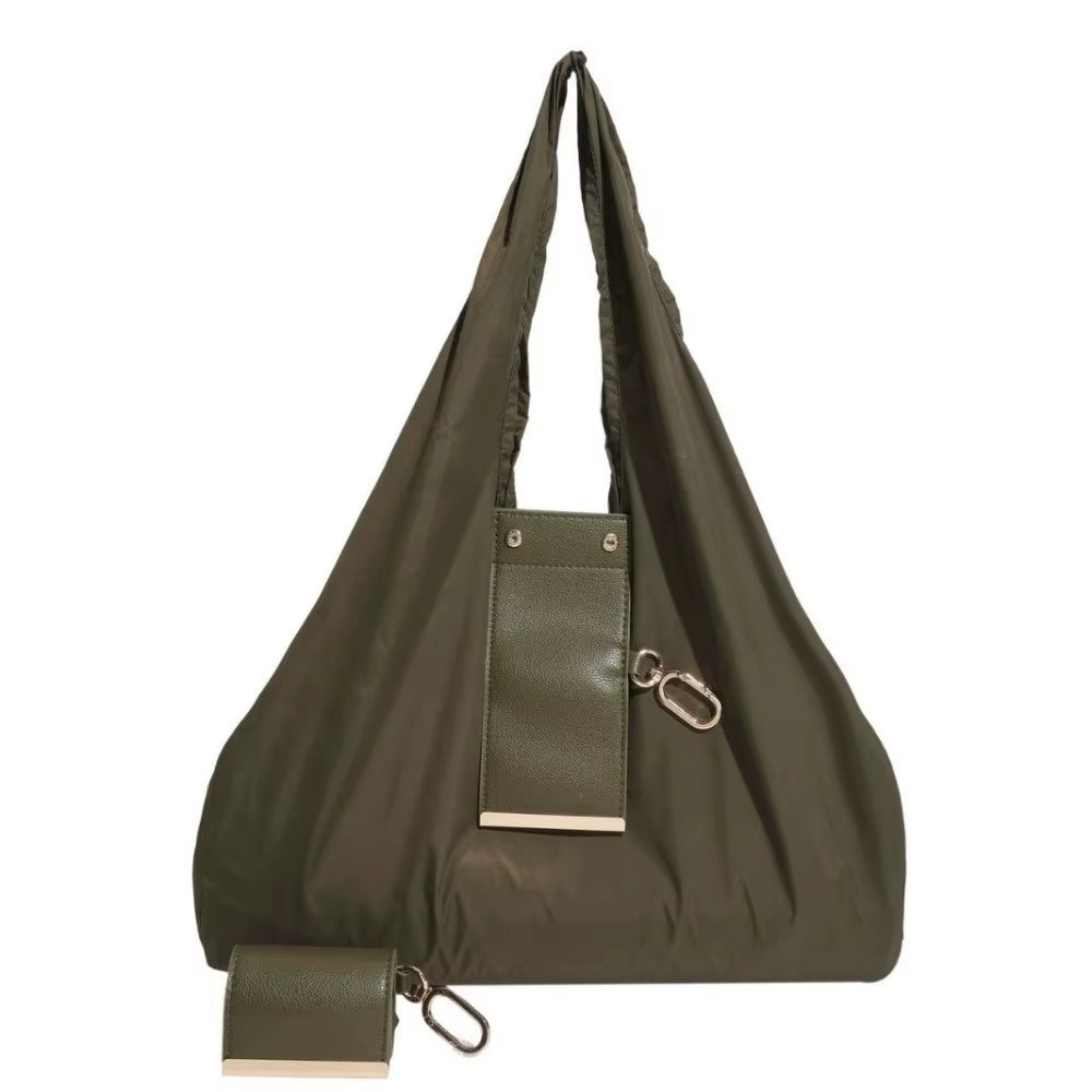 Reusable Mini Keychain Tote Bag Large Capacity Eco-Friendly Foldable Shopping Bag Key Ring Lightweight Expandable Reusable Bag